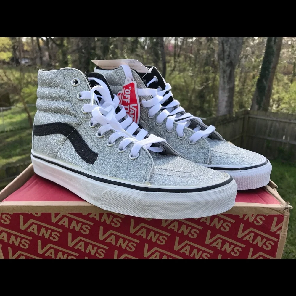 Unisex Silver glitter high top Vans - Picture 1 of 8